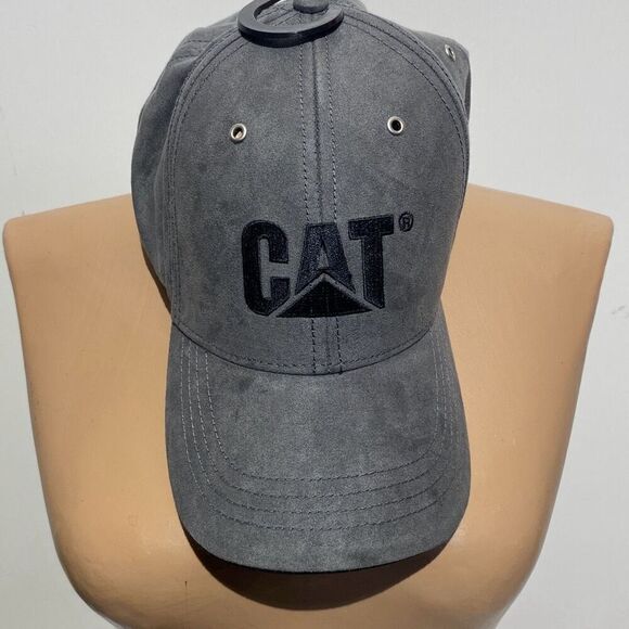 NWOT Caterpillar Men's Gray Black Embroidered Logo Strap Back Baseball Cap OS - Picture 1 of 7